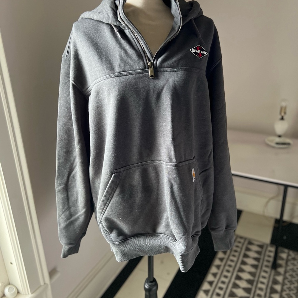 Carhartt Gray Zip Up Sweater with Hood